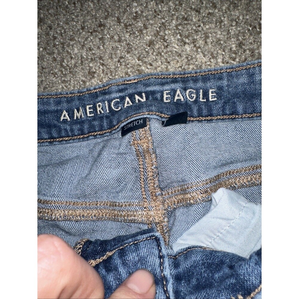 American Eagle Ultra Wide Leg Jeans Size 4 Super High Rise Baggy Distressed - Picture 3 of 10